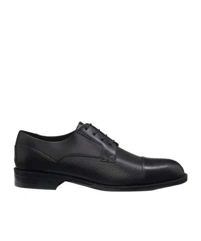 Hugo Boss Cap-toe Derby Shoes In Leather In Black