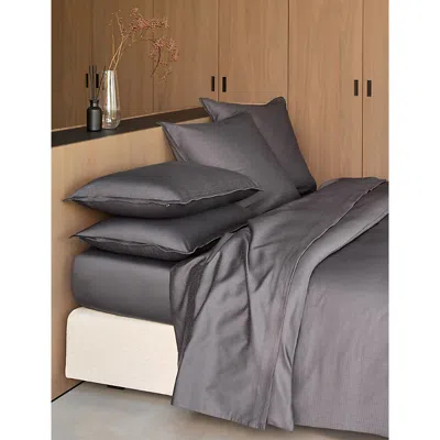 Hugo Boss Carbon Lattice Single Cotton Duvet Cov In Gray