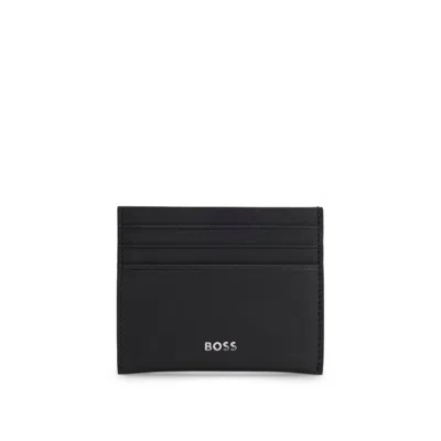 Hugo Boss Card Holder In Leather With Metal Logo In Black