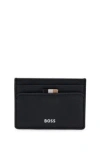Hugo Boss Card Holder With Signature Stripe And Logo Detail In Black