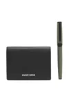 Hugo Boss Cardholder And Fountain Pen Set In Grün