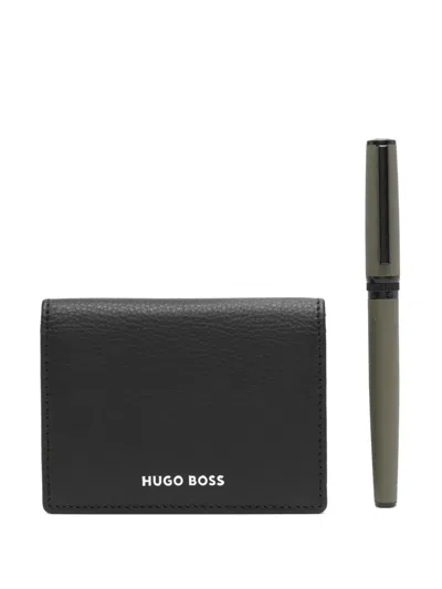 Hugo Boss Cardholder And Fountain Pen Set In Grün