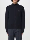 Hugo Boss Zip-up Jacket In Cotton Terry With Logo Badge In Blue