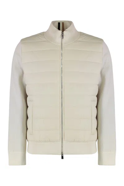 Hugo Boss Boss Cardigan With Padded Front Panel In Neutral