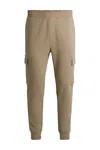 Hugo Boss Cotton-terry Tracksuit Bottoms With Cargo Pockets In Brown