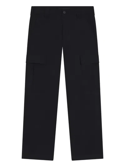 Hugo Boss Boss X Beckham Pago Navy Flat Front Cotton Twill Cargo Pants In Black