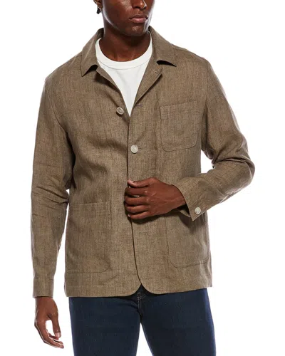 Hugo Boss Carper Linen Jacket In Brown