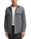 Hugo Boss Boss Brushed Flannel Overshirt With Quilted Interior In Gray