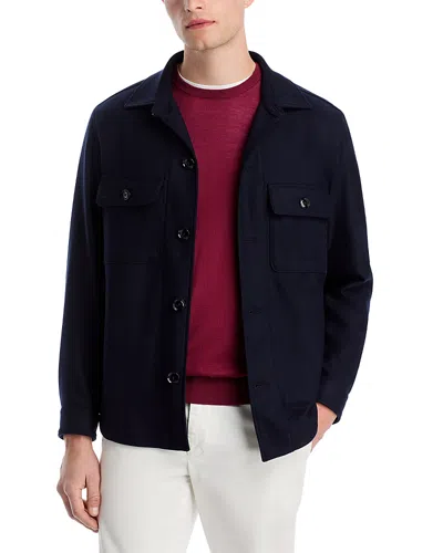 Hugo Boss Carper Wool & Nylon Relaxed Fit Shirt Jacket In Dark Blue