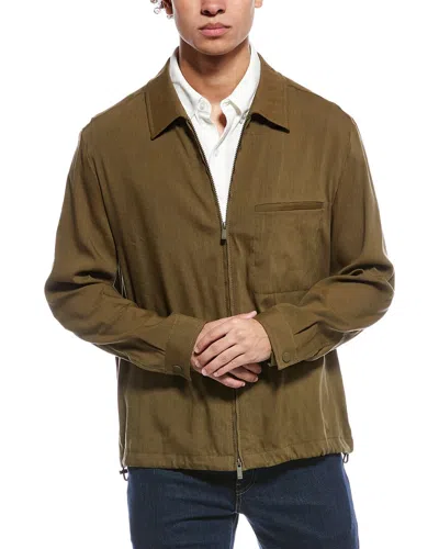 Hugo Boss Carper Zip Linen-blend Jacket In Green