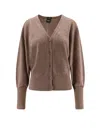 Hugo Boss Button V-neck Cardigan In Brown