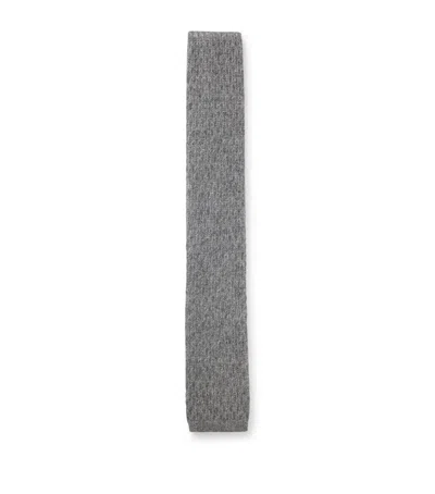 Hugo Boss Cashmere Knitted Tie In Grey