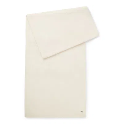 Hugo Boss Cashmere Scarf With Metal Logo Tube In White