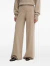 Hugo Boss Washed-cashmere Trousers With Wide Leg In Brown
