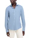 Hugo Boss Tailored Shirt With Button-down Collar And Cuff Buttons In Open Blue