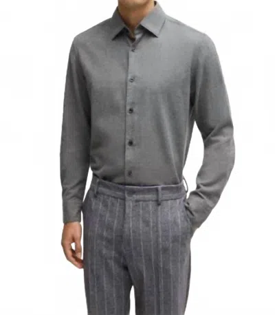 Hugo Boss Casual-fit Cotton Twill Shirt In Grey In Gray
