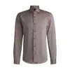 Hugo Boss Casual-fit Shirt In Herringbone Twill In Brown