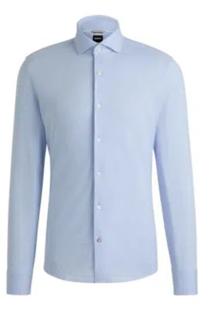 HUGO BOSS CASUAL-FIT SHIRT IN JACQUARD-PATTERNED COTTON JERSEY