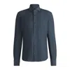 Hugo Boss Casual-fit Shirt In Micro-check Stretch Cotton In Blue