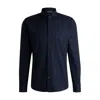 Hugo Boss Casual-fit Shirt In Patterned Structured Cotton In Blue