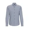 Hugo Boss Casual-fit Shirt In Structured Cotton With Spread Collar In Blue