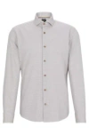 Hugo Boss Casual-fit Shirt In Structured Cotton With Spread Collar In Beige