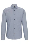 Hugo Boss Casual-fit Shirt In Structured Cotton With Spread Collar In Light Blue