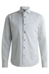 Hugo Boss Casual-fit Shirt In Structured Cotton With Spread Collar In Light Green