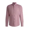 Hugo Boss Casual-fit Shirt In Structured Cotton With Spread Collar In Pink