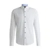 Hugo Boss Casual-fit Shirt In Structured Cotton With Spread Collar In White