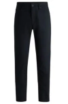 Hugo Boss Casual Regular-fit Trousers In Anti-wrinkle Twill In Dark Blue