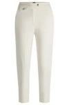 Hugo Boss Casual Trousers In Stretch-cotton Satin In White