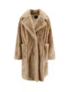 Hugo Boss Catedy Synthetic Fur Coat In Brown