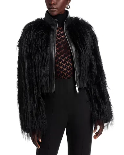 Hugo Boss Cecool Faux Fur Jacket In Black