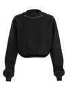 Hugo Boss Chain-embellished Cropped Sweatshirt In Black