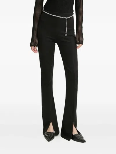Hugo Boss Chain-embellished Flared Trousers In Black
