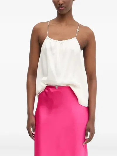 Hugo Boss Chain-embellished Satin Slip Top In White