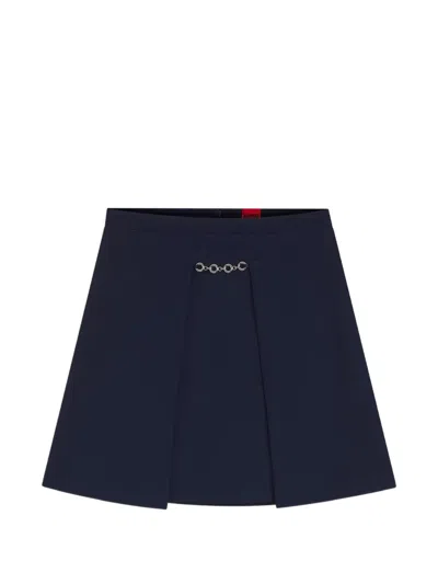 Hugo Boss Chain-detail Pleated Mini Skirt In Blue