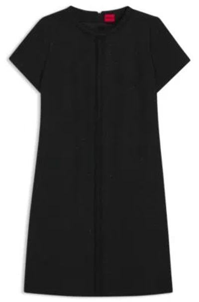 Hugo Boss Chain-tape Dress In Sparkling Bouclé In Black