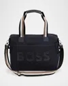 Hugo Boss Changing Bag W/ Embossed Logo-print In Navy