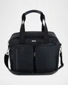 Hugo Boss Changing Bag W/ Silicone Logo-print In Navy