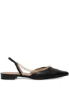 Hugo Boss Charlize Chain-embellished Slingback Flats In Black