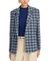 Hugo Boss Check Double Breasted Blazer In Sky Captain Tartan