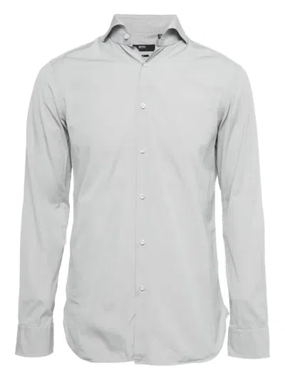 Pre-owned Hugo Boss Check Long-sleeve Shirt In Gray