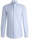 Hugo Boss Regular-fit Shirt In Structured Crease-resistant Cotton In Blue