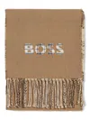 Hugo Boss Check-pattern Fringed Scarf In Brown
