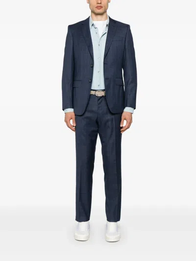 Hugo Boss Check-pattern Single-breasted Suit In Blue