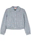 Hugo Boss Check-pattern Tweed Jacket In Blue