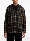 Hugo Boss Hooded Oversize-fit Overshirt In Checked Cotton In Multi