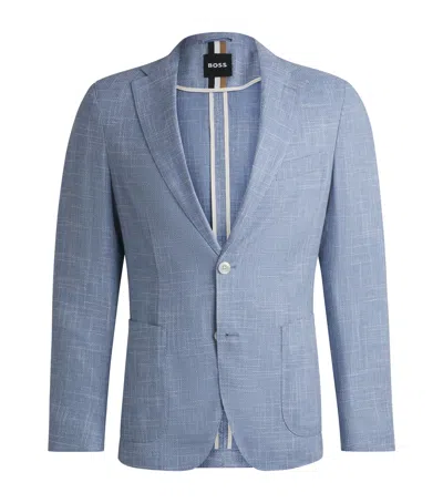 Hugo Boss Check Slim Blazer In Blue